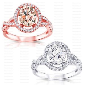 Morganite / Simulated Oval Diamond Rose or White Gold infinity Engagement Ring
