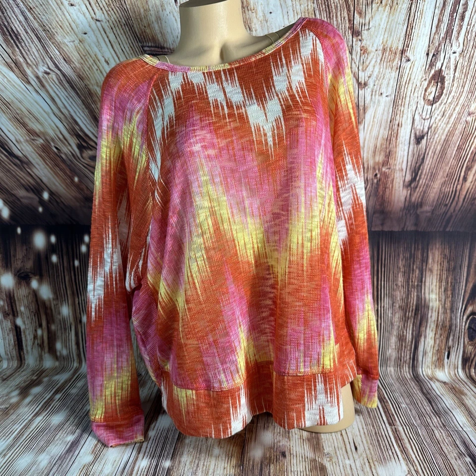 John Paul Richard Size Large Colorful Boho Open Knit Lightweight Sweater Top - Image 1 of 4