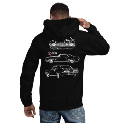 RACING ROOTS 1969 Camaro Z28 302 Muscle Car Collector Outline Art Gift Unisex Hoodie