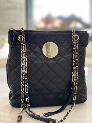 DKNY Black Quilted Leather Gold Hardware Shoulder/Crossbody Bag - Image 1 of 4