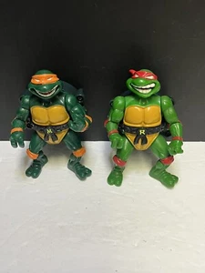 Vintage 1991 TMNT Talking Turtles Raphael And Michelangelo Incomplete - Picture 1 of 2