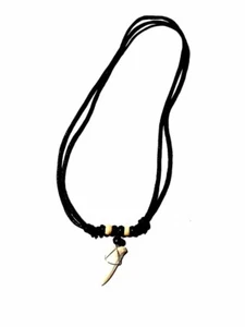 1 Collar Negro Regulable Étnico Maia Con Diente De Tiburón Tribal - Imagen 1 de 3