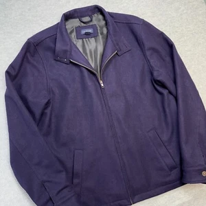Lands End Jacket Mens Large Tall Purple Wool Bomber Full Zip Lined Coat READ - Picture 1 of 20