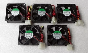 Lot of 5 Sunon 80mm x 25mm Server Grade Fans 4 Pin Molex Dual Ball KD1208PTB1  - Picture 1 of 4