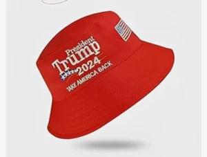 Trump Red Bucket Hat Take America Back Embroidered One Size 2024 (B1) - Picture 1 of 5