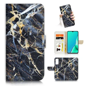 ( For Samsung S21 FE ) Wallet Case Cover AJ23607 Black Crystal Marble - Photo 1 sur 7