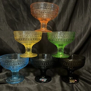 Iittala Kastehelmi Dewdrop Footed Bowls Oiva Toikka Hobnail Finland Set Of 6 - Picture 1 of 17