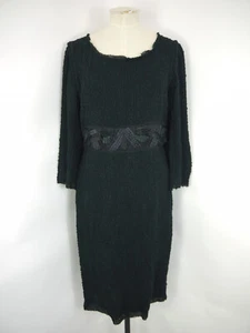 Alberta Ferretti Dress Black Boucle Knit Silk Vintage 3/4 Sleeve Size 12 - Picture 1 of 13
