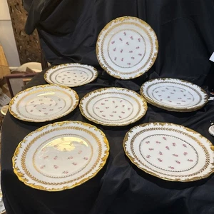 tressemanes vogt limoges Porcelain Hand Painted Set 8 Luncheon Plates 8 1/2 In - Picture 1 of 15