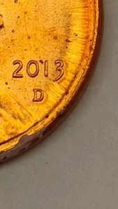 Lincoln Shield Cent Mint Error 2013 D Double  3 D.. - Picture 1 of 3