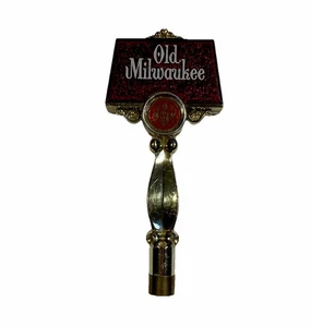 Vintage Old Milwaukee Beer Tap Handle Red Glitter Gold Tone Bar Pub Man Cave - Picture 1 of 10