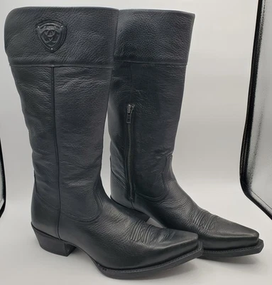 Ariat Chandler Botas Mujer 11 B Negro Guijarro Cuero Vaquera Vaquera Ecuestre Foto 1 de 4
