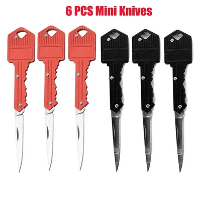 Cuchillo de Bolsillo Portátil 6 PIEZAS Forma de Llave Mini Llavero Supervivencia (3*Negro+3*Plata) Foto 1 de 4