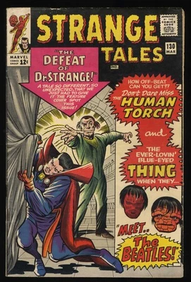Strange Tales #130 FN 6.0 Cameo by The Beatles! 1965! Jack Kirby!  Marvel 1965 - Image 1 of 2