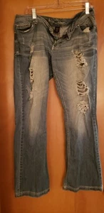 Ariya Bootcut distressed Women’s Jeans Size 11/12. w/embroidered back pockets - Picture 1 of 5