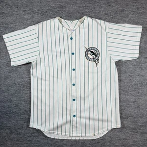 Camiseta de béisbol a rayas grande de colección Majestic MLB Florida Marlins para hombre - Imagen 1 de 6