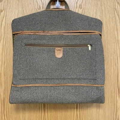 Bolsa de mão vintage Hartmann tweed e cinto acabamento em couro marrom EUA - Imagem 1 de 4