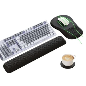 Set Poggiapolsi Mouse Pad e Tastiera Ergonomico 3 in 1, Super Morbido Memory Foa... - Foto 1 di 9
