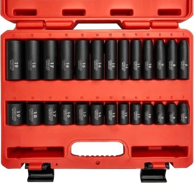 NEIKO 02433A 3/8” Drive Standard and Deep Metric Impact Socket Set | 26 Piece... - Image 1 of 4