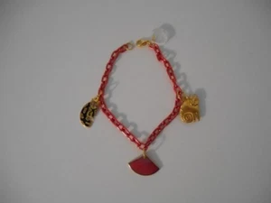 One of a Kind~3) Signed Laurel Burch Charms~Cats 7 1/4" Pink Chain Link Bracelet - Picture 1 of 5