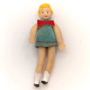 Girl Miniature Doll House Rubber Figure Vintage Toy Daughter Sister Dress - Imagen 1 de 4