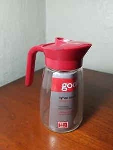 GoodCook 12 oz. Glass Syrup Dispenser with Lid, Clear/Red - Picture 1 of 12