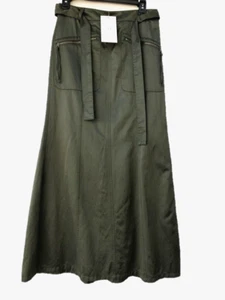 2 Armani Exchange Maxirock mit Gürtel Offizier grün klassisch neu mit Etikett - Bild 1 von 12