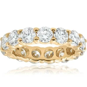 Huge 5.00Ct Round Cut Natural Diamond Eternity Ring Wedding Band 14k Yellow Gold - Picture 1 of 6
