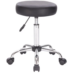 Legacy Decor Set of 2 Black Adjustable Height Pneumatic Round Roller Stool with  - Picture 1 of 3
