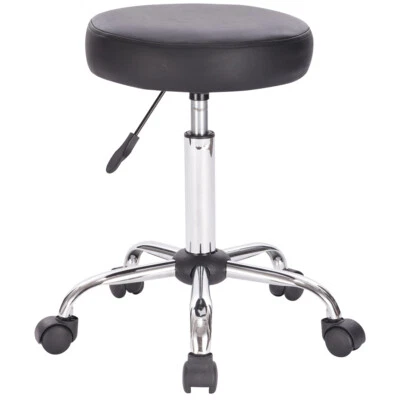 Legacy Decor Set of 2 Black Adjustable Height Pneumatic Round Roller Stool with  - Image 1 of 3