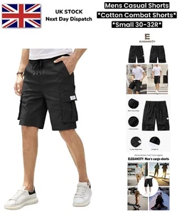 Mens Cargo Black Shorts Small Summer Casual Cotton Shorts Small 30-32R UK - Picture 1 of 18