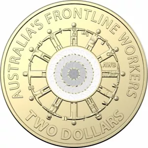 Moneda de dos dólares de 2 dólares color Frontline Workers 2022 AWB Australia Front Line CIRC - Imagen 1 de 13