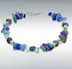 Plata de Ley Turquesa Nugget Pulsera 19CM/19.1cm - Imagen 1 de 1