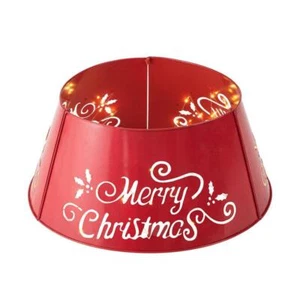 Glitzhome Christmas Decorations 26" Dia Merry Christmas Diecut Metal Tree Collar - Picture 1 of 7