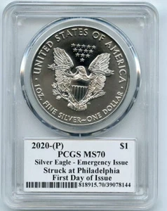 2020 (P) $1 Silver Eagle Emergency Issue PCGS MS70 FDOI Leonard Buckley - Picture 1 of 2