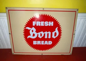 Vintage Bond frisches Brot Porzellan 19"" x 14"" Werbeschild - Bild 1 von 11