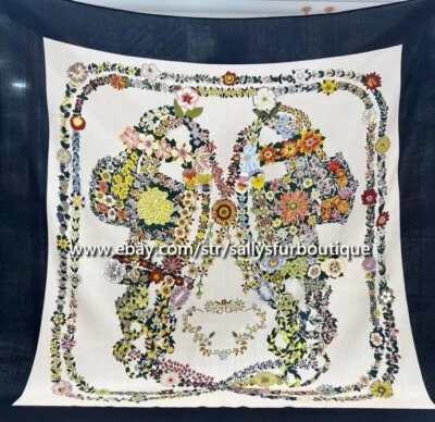 2025 Sallys 70% Cashmere 30% Silk Stole Saddle Print Double Face Scarf Shawl 53" - Image 1 of 4