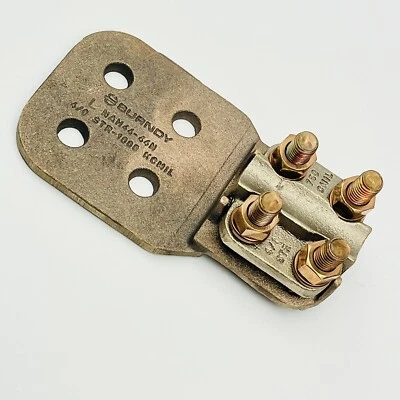 BURNDY # NAH4444N REVERSIBLE CAP TERMINAL 4 PAD HOLES BOLTED - Image 1 of 4