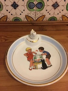 French Vintage Ceramic Childrens Warming Dish - Foto 1 di 12