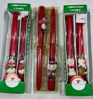 Lot of 3 NEW Sets Vintage Christmas 10" Taper Candles Santa & Mrs, Snowman