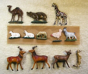12 Vintage Collectible Animal Figures: Lead, Resin, 2 Marked - Picture 1 of 17