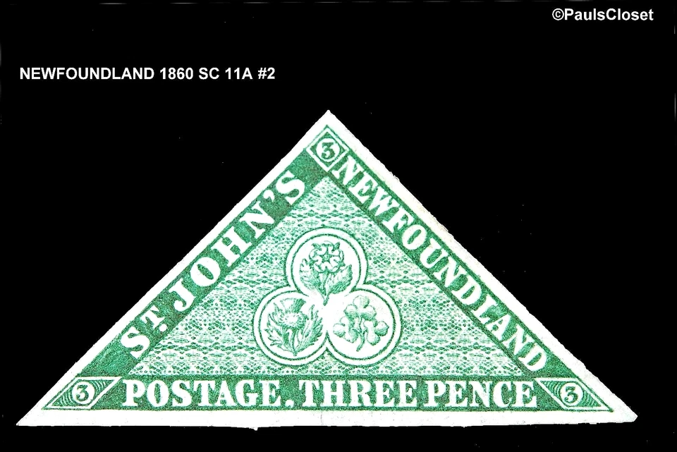 CANADÁ TERRANOVA 1860 SC 11A ROSA, CARDO Y TRÉBOL 3p VERDE MNG EN MUY BUEN ESTADO Foto 1 de 2
