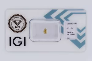 💎 Elegante diamante pera amarillo verdoso brillante 0,31 ct. SI2 - Certificado IGI 💎 - Imagen 1 de 5