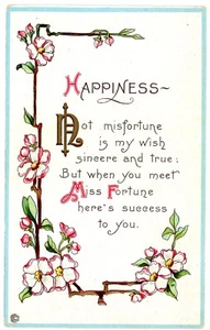 Felicidad - No la desgracia es mi deseo sincero y verdadero -- POSTAL - Imagen 1 de 2