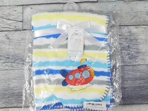 Eazzhome Baby Blanket Micro Soft Fleece Submarine Blue Yellow White 30x40 Inches - Picture 1 of 6