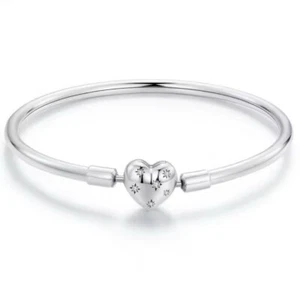Brazalete Love Heart Charm Brillante 17cm y 19cm Genuino Plata de Ley 925 💖 - Imagen 1 de 8