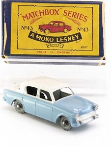 MATCHBOX LESNEY Moko 43a Hillman Minx 1958 MIB vintage diecast toy car.