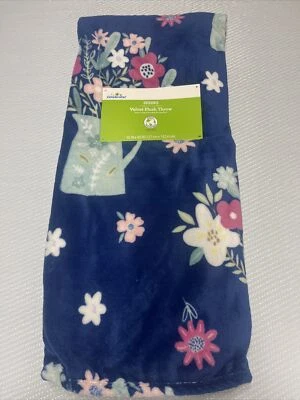 Celebrate Spring, Velvet Plush Throw, Blue Flower Vase, 50 x 60 NWT SKU A62 - Image 1 of 4
