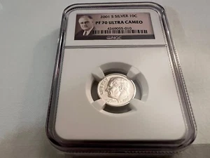 2001-S SILVER ROOSEVELT DIME NGC PF70 ULTRA CAMEO "PORTRAIT LABEL" TOP POP - Picture 1 of 4