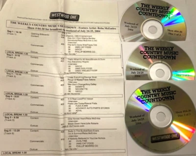 7/24/04 WEEKLY TOP 30 COUNTRY COUNTDOWN,CO-HOST REBA MCENTIRE; DIERKS BENTLEY - Image 1 of 2